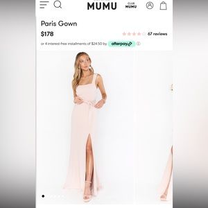 Show Me Your Mumu- Paris Gown Dusty Blush Stretch Size Small